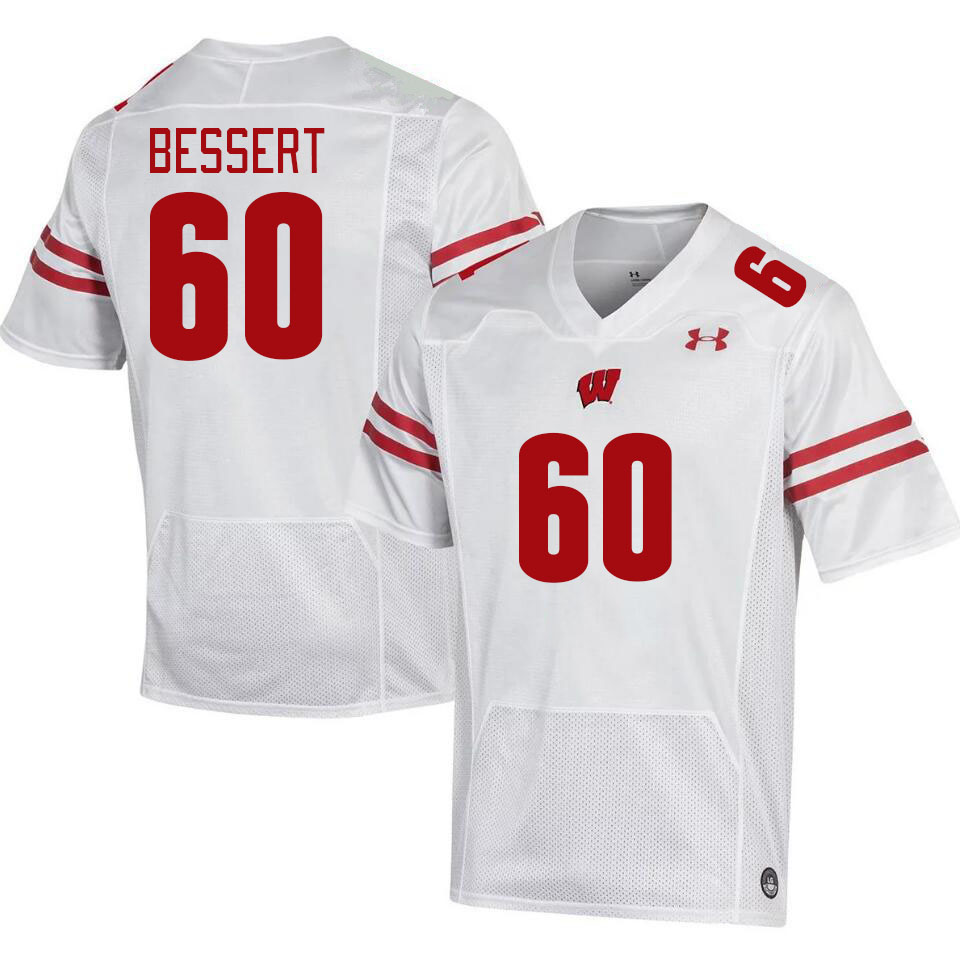 Men #60 Keane Bessert Wisconsin Badgers College Football Jerseys Stitched Sale-White